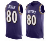 Men's Baltimore Ravens #80 Miles Boykin Limited Purple Player Name & Number Tank Top Football Jersey