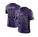 Men's Baltimore Ravens #80 Miles Boykin Limited Purple Rush Drift Fashion Football Jersey