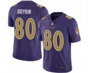 Men's Baltimore Ravens #80 Miles Boykin Limited Purple Rush Vapor Untouchable Football Jersey