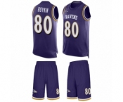 Men's Baltimore Ravens #80 Miles Boykin Limited Purple Tank Top Suit Football Jersey
