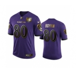 Men's Baltimore Ravens #80 Miles Boykin Purple Team 25th Season Golden Limited Football Jersey