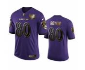 Men's Baltimore Ravens #80 Miles Boykin Purple Team 25th Season Golden Limited Football Jersey