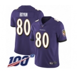 Men's Baltimore Ravens #80 Miles Boykin Purple Team Color Vapor Untouchable Limited Player 100th Season Football Jersey