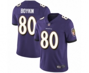 Men's Baltimore Ravens #80 Miles Boykin Purple Team Color Vapor Untouchable Limited Player Football Jersey