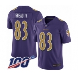 Men's Baltimore Ravens #83 Willie Snead IV Limited Purple Rush Vapor Untouchable 100th Season Football Jersey