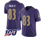 Men's Baltimore Ravens #83 Willie Snead IV Limited Purple Rush Vapor Untouchable 100th Season Football Jersey