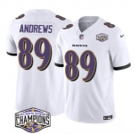 Men's Baltimore Ravens #89 Mark Andrews White F.U.S.E 2024 AFC North Division Champions Vapor Limited Football Jersey