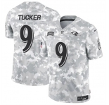 Men's Baltimore Ravens #9 Justin Tucker 2024 F.U.S.E. Arctic Camo Salute to Service Limited Football Stitched Jersey