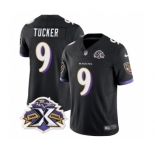 Men's Baltimore Ravens #9 Justin Tucker Black 2023 F.U.S.E With Patch Throwback Vapor Limited Stitched Jersey