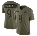 Men's Baltimore Ravens #9 Justin Tucker Olive 2025 F.U.S.E. Salute to Service Limited Football Stitched Jersey