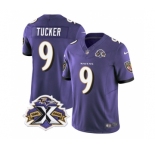 Men's Baltimore Ravens #9 Justin Tucker Purple 2023 F.U.S.E With Patch Throwback Vapor Limited Stitched Jersey