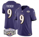 Men's Baltimore Ravens #9 Justin Tucker Purple F.U.S.E 2024 AFC North Division Champions Vapor Limited Football Jersey