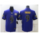 Men's Baltimore Ravens #9 Justin Tucker Purple Gold Limited Jersey