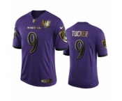 Men's Baltimore Ravens #9 Justin Tucker Purple Team 25th Season Golden Limited Football Jersey