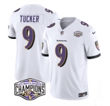 Men's Baltimore Ravens #9 Justin Tucker White F.U.S.E 2024 AFC North Division Champions Vapor Limited Football Jersey