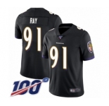 Men's Baltimore Ravens #91 Shane Ray Black Alternate Vapor Untouchable Limited Player 100th Season Football Jersey