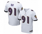 Men's Baltimore Ravens #91 Shane Ray Elite White Football Jersey
