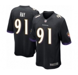 Men's Baltimore Ravens #91 Shane Ray Game Black Alternate Football Jersey