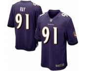 Men's Baltimore Ravens #91 Shane Ray Game Purple Team Color Football Jersey