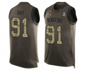 Men's Baltimore Ravens #91 Shane Ray Limited Green Salute to Service Tank Top Football Jersey