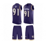 Men's Baltimore Ravens #91 Shane Ray Limited Purple Tank Top Suit Football Jersey