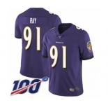 Men's Baltimore Ravens #91 Shane Ray Purple Team Color Vapor Untouchable Limited Player 100th Season Football Jersey