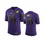 Men's Baltimore Ravens #95 Derek Wolfe Purple Team 25th Season Golden Limited Football Jersey