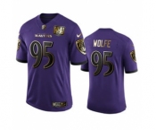 Men's Baltimore Ravens #95 Derek Wolfe Purple Team 25th Season Golden Limited Football Jersey