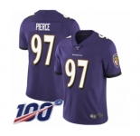 Men's Baltimore Ravens #97 Michael Pierce Purple Team Color Vapor Untouchable Limited Player 100th Season Football Jersey