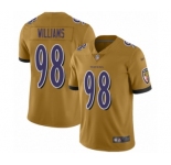 Men's Baltimore Ravens #98 Brandon Williams Limited Gold Inverted Legend Football Jersey