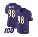 Men's Baltimore Ravens #98 Brandon Williams Purple Team Color Vapor Untouchable Limited Player 100th Season Football Jersey