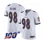 Men's Baltimore Ravens #98 Brandon Williams White Vapor Untouchable Limited Player 100th Season Football Jersey