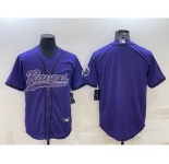 Men's Baltimore Ravens Blank Purple With Patch Cool Base Stitched Baseball Jersey