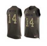 Men's Nike Baltimore Ravens #14 Devin Hester Limited Green Salute to Service Tank Top NFL Jersey