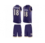Men's Nike Baltimore Ravens #18 Breshad Perriman Limited Purple Tank Top Suit NFL Jersey