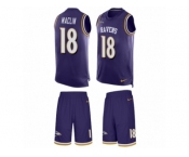 Men's Nike Baltimore Ravens #18 Jeremy Maclin Limited Purple Tank Top Suit NFL Jersey