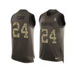 Men's Nike Baltimore Ravens #24 Brandon Carr Limited Green Salute to Service Tank Top NFL Jersey