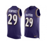 Men's Nike Baltimore Ravens #29 Marlon Humphrey Elite Purple Player Name & Number Tank Top NFL Jersey