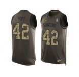 Men's Nike Baltimore Ravens #42 Marqueston Huff Limited Green Salute to Service Tank Top NFL Jersey