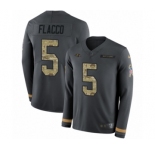Men's Nike Baltimore Ravens #5 Joe Flacco Limited Black Salute to Service Therma Long Sleeve NFL Jersey