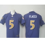 Men's Nike Baltimore Ravens #5 Joe Flacco Limited Purple Stitched NFL Limited Rush Jersey