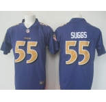 Men's Nike Baltimore Ravens  #55 Suggs Limited Purple Stitched NFL Limited Rush Jersey
