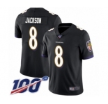 Men's Nike Baltimore Ravens #8 Lamar Jackson Black Alternate Vapor Untouchable Limited Player 100th Season NFL Jersey