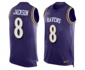 Men's Nike Baltimore Ravens #8 Lamar Jackson Elite Purple Player Name & Number Tank Top NFL Jersey