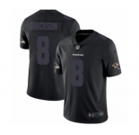 Men's Nike Baltimore Ravens #8 Lamar Jackson Limited Black Rush Impact NFL Jersey