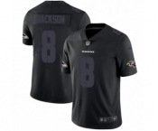 Men's Nike Baltimore Ravens #8 Lamar Jackson Limited Black Rush Impact NFL Jersey