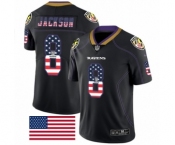 Men's Nike Baltimore Ravens #8 Lamar Jackson Limited Black Rush USA Flag NFL Jersey