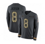 Men's Nike Baltimore Ravens #8 Lamar Jackson Limited Black Salute to Service Therma Long Sleeve NFL Jersey