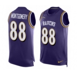 Men's Nike Baltimore Ravens #88 Ty Montgomery Elite Purple Player Name & Number Tank Top NFL Jersey
