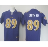 Men's Nike Baltimore Ravens #89 smith sr Limited Purple Stitched NFL Limited Rush Jersey